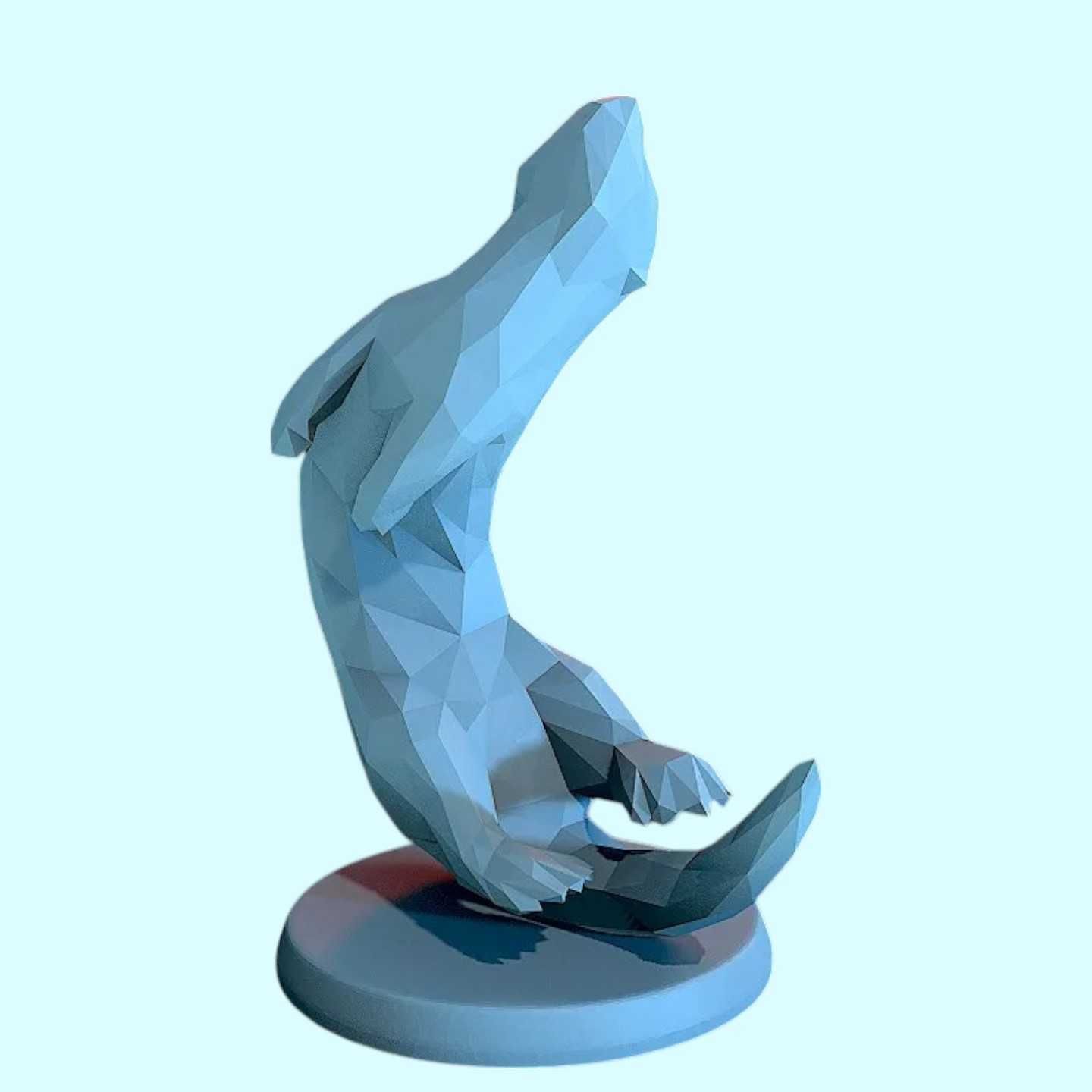Figuras Lontras Low Poly 3D - Adoráveis Decoração Moderna