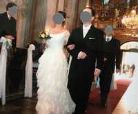 Suknia ślubna Novia d'Art z gorsetem, tiul, falbany 34 36 XS S