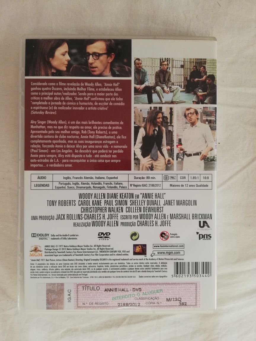 Dvd do filme "Annie Hall", Woody Allen (portes grátis)