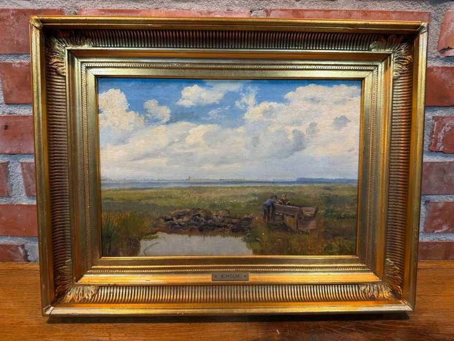 Stary olejny na płótnie, XIX wiek, antyk.