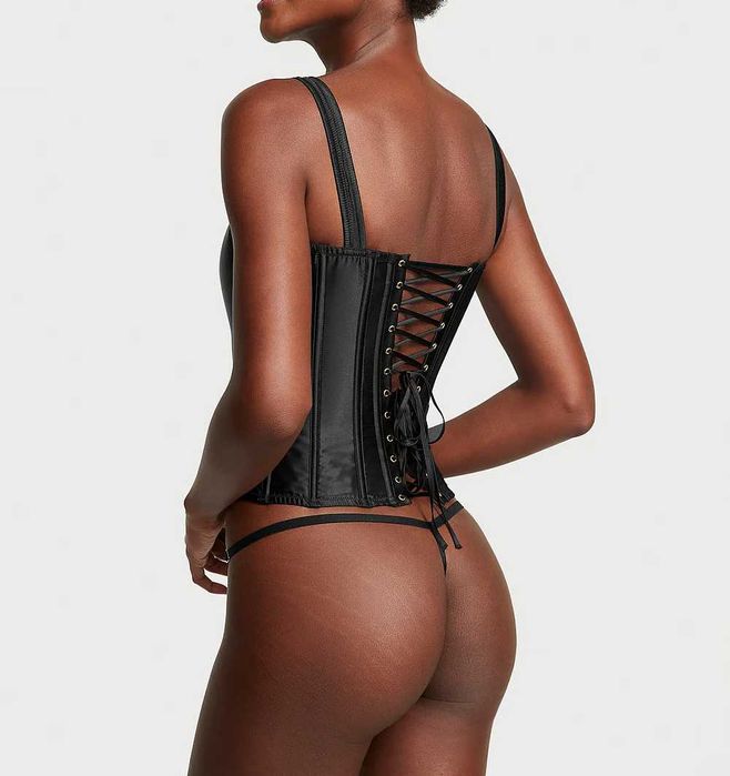 Victoria's secret оригінал корсет шовковий натуральний шовк чорний s с