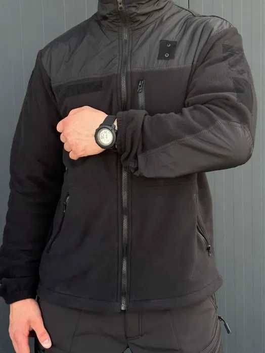 Військова чорна фліска ЗСУ тактична чорна флісова кофта 46-60р