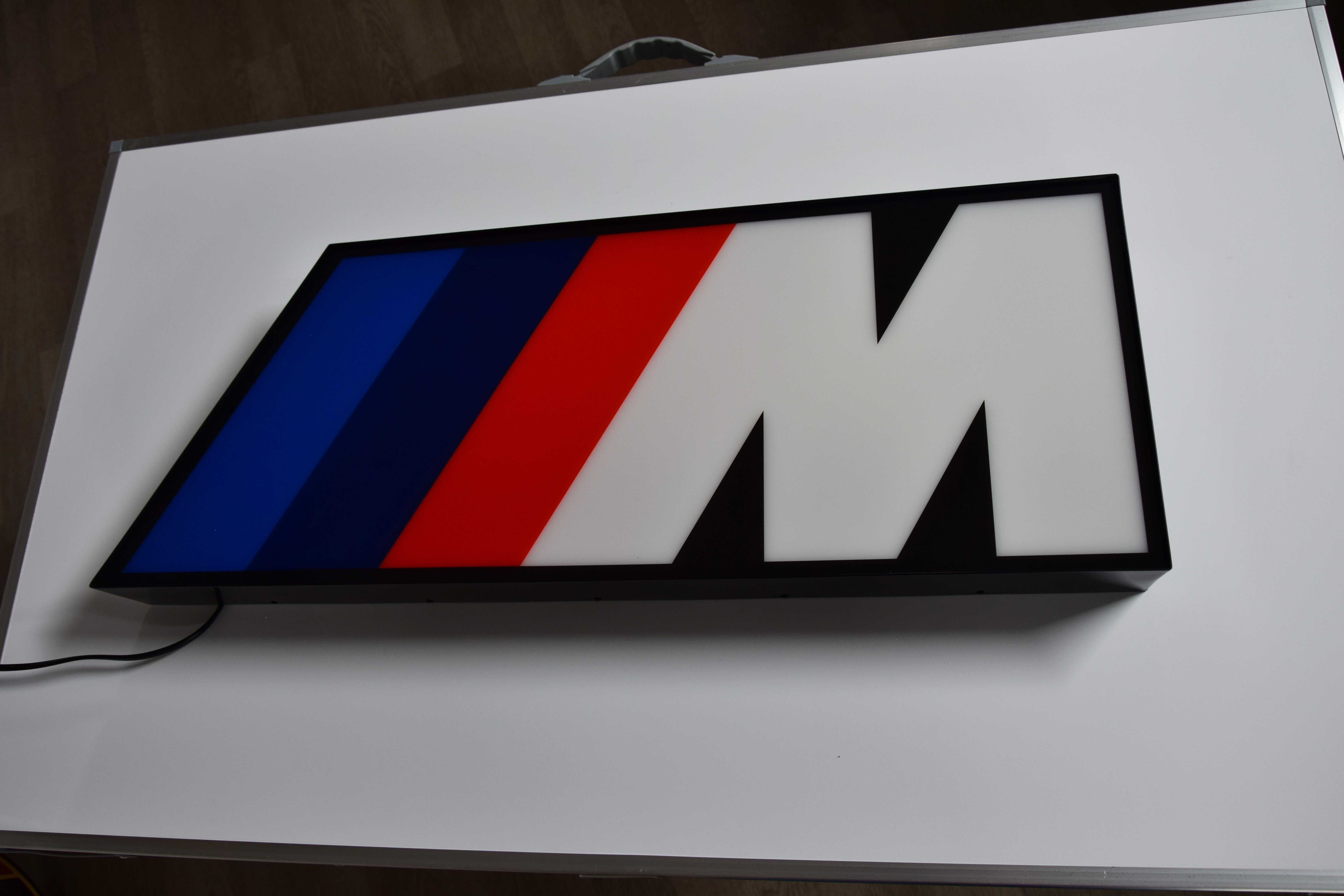 LED Neon BMW M-POWER, Emblemat 3D, Logo, Znaczek, Prezent