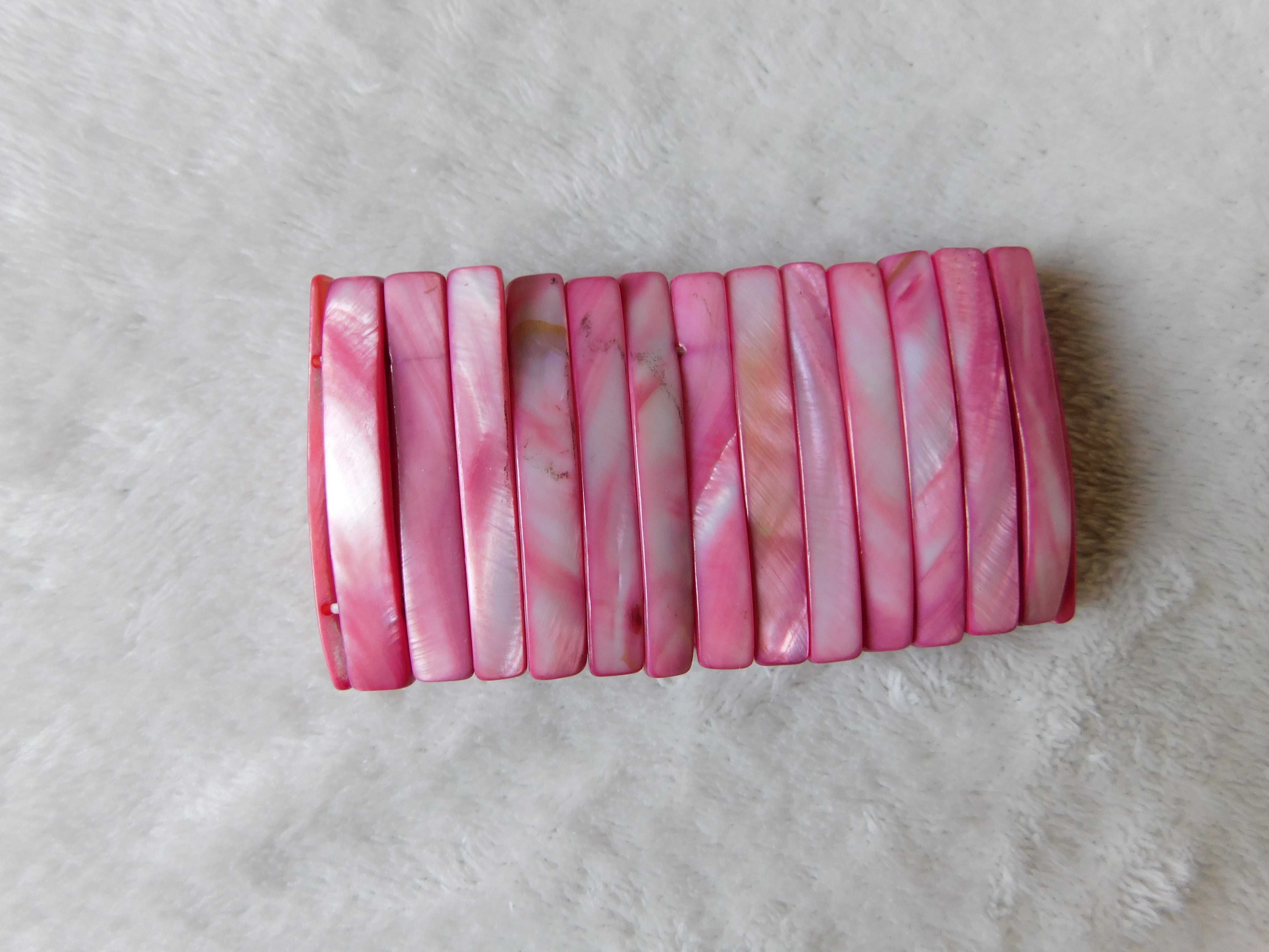 bransoletka - różowa masa perłowa