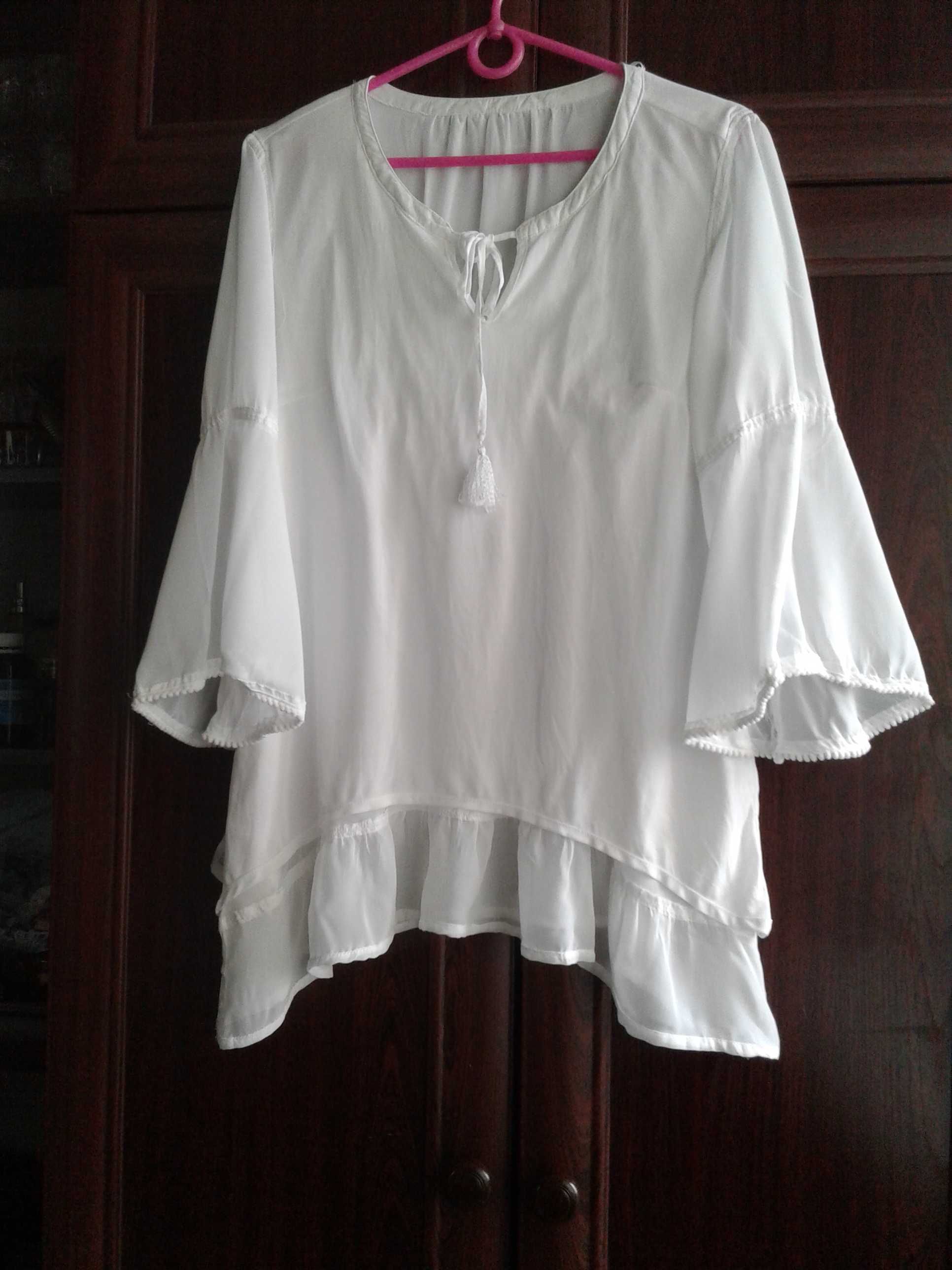 Брендовая белоснежная капроновая блузка в стиле бохо tom tailor
