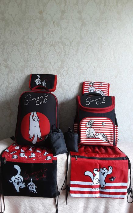 Набор рюкзак школьный Simon's Cat + пенал + сумка + дождевик