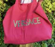 Torba zakupowa, plazowa . I speak Italian Versace , duza malinowy róż