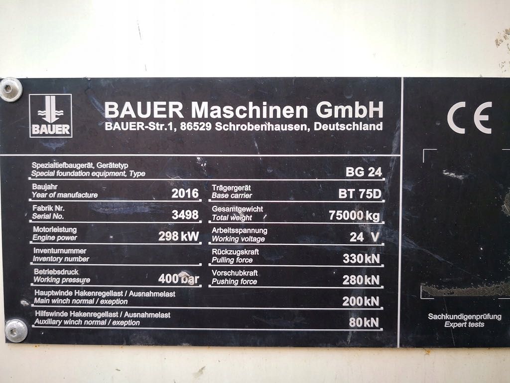 Буровая установка BAUER BG 24H BT75D