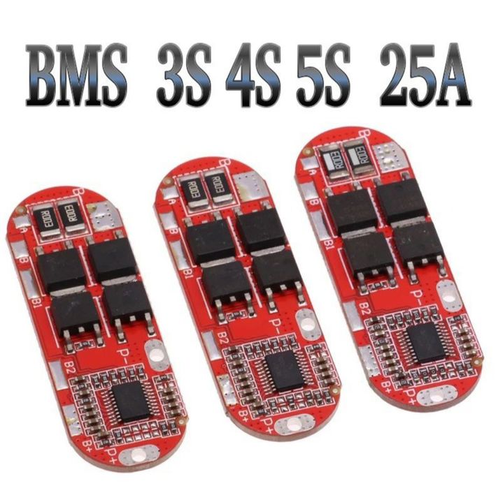 BMS 3S 4S 5S (25A) 12,6V / 16,8V /  21V для Li-Ion аккумуляторів

BMS