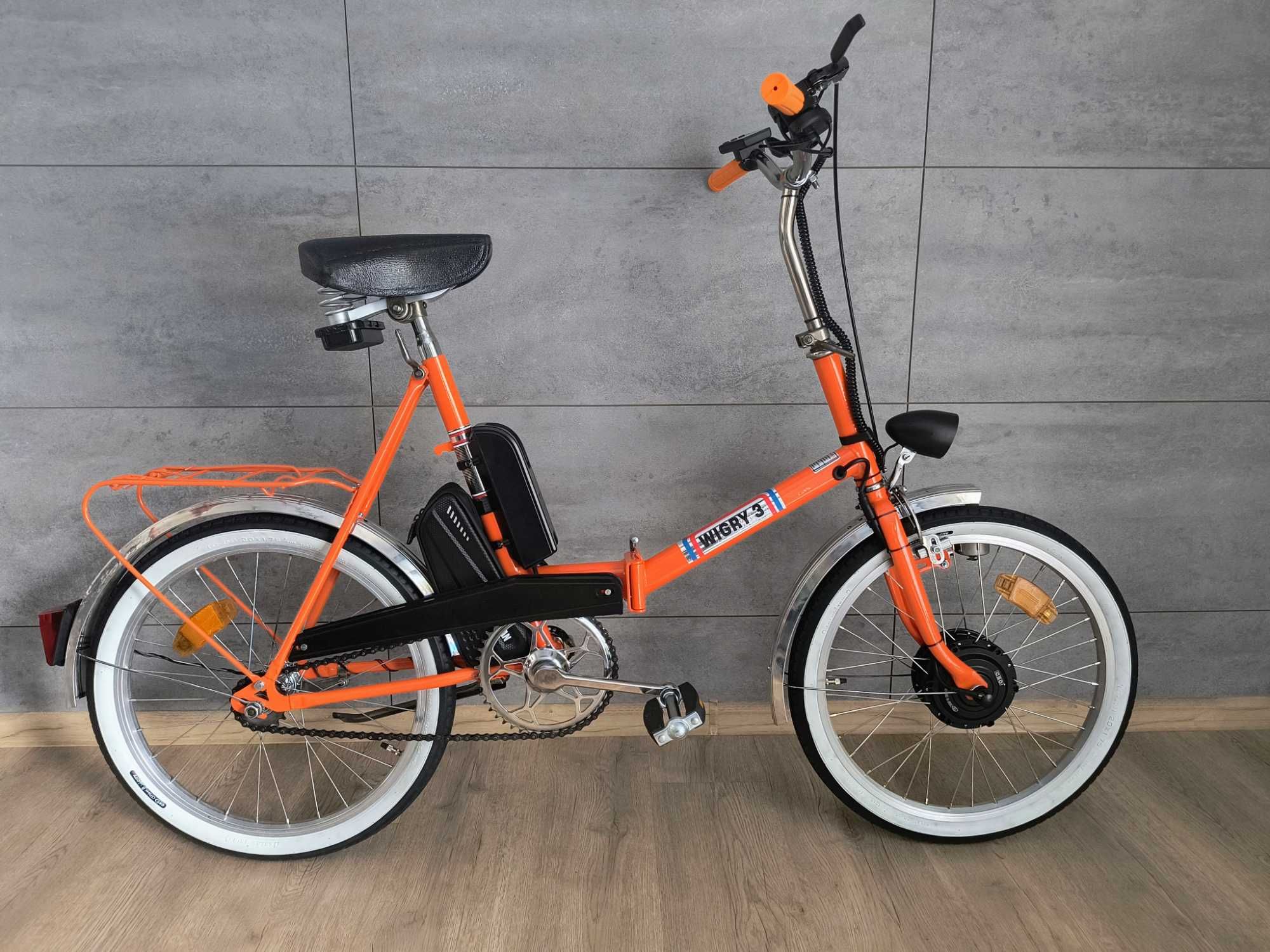 Wigry 3, e-wigry, rower elektryczny, klasyk PRL - pomarańczowy