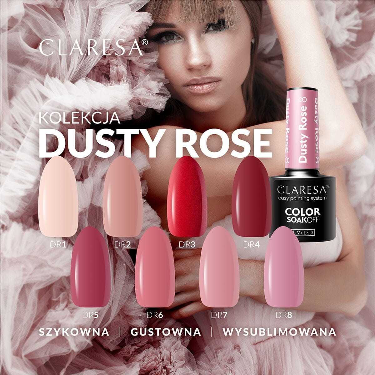 Claresa DUSTY ROSE zestaw cała KOLEKCJA lakierów hybrydowych 8x