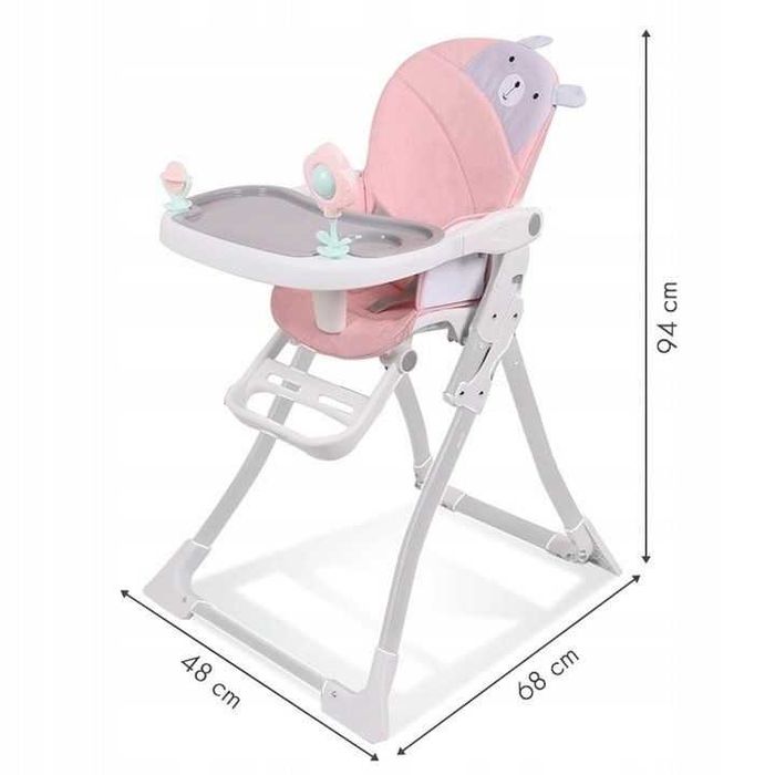 Krzesełko do karmienia Eco Toys różowe nowe