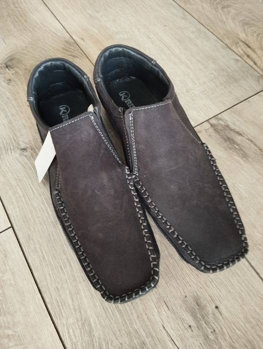 Nowe skórzane Mokasyny loafersy męskie 40 wkładka skórzana