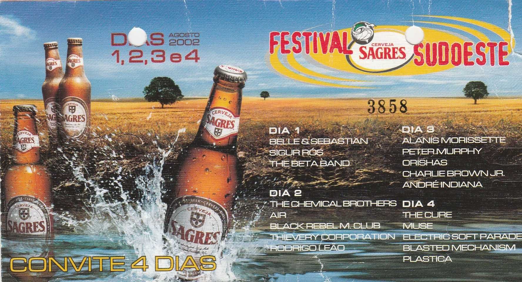 Bilhete Convite Festival do Sudoeste 2002 - Colecionadores/Collectors