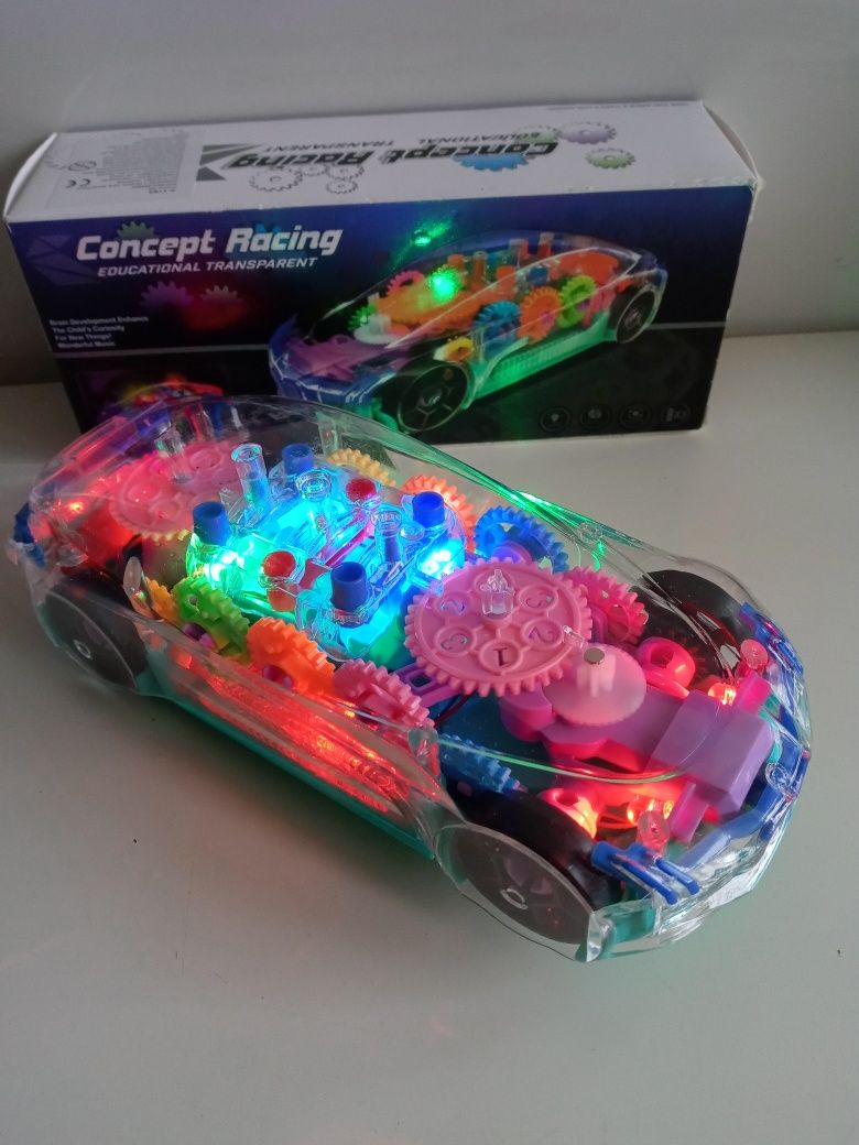 Transparentny świecący samochód z dźwiękiem i światłem-NOWY