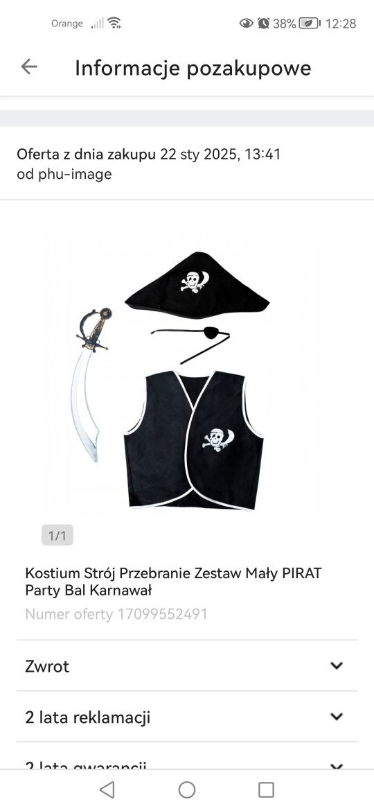 Strój przebranie Pirata