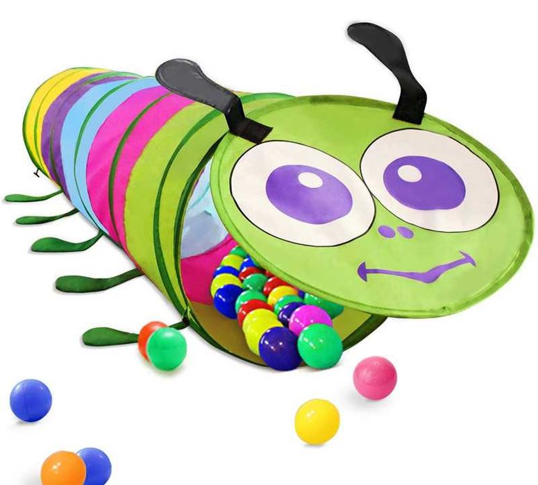 Tunel dla dzieci dziecka GĄSIENICA kolorowy do ogrodu domu namiot