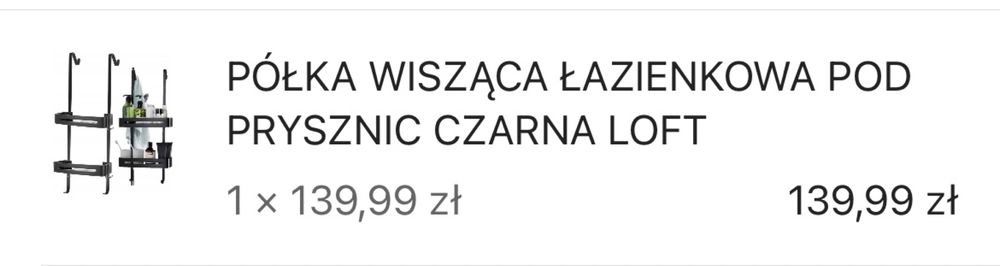 Nowa półka łazienkowa pod prysznic - czarna Loft