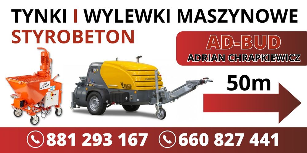 Tynki maszynowe, wylewki miksokret, styrobeton, jastrychy, posadzki