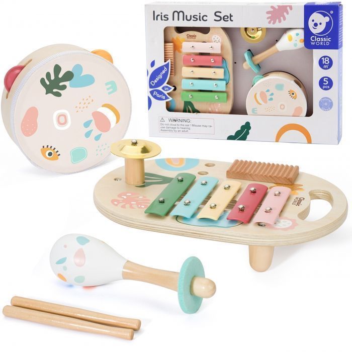 Instrumenty Muzyczne dla Dzieci Cymbałki Bębenek Grzechotka 5 el.