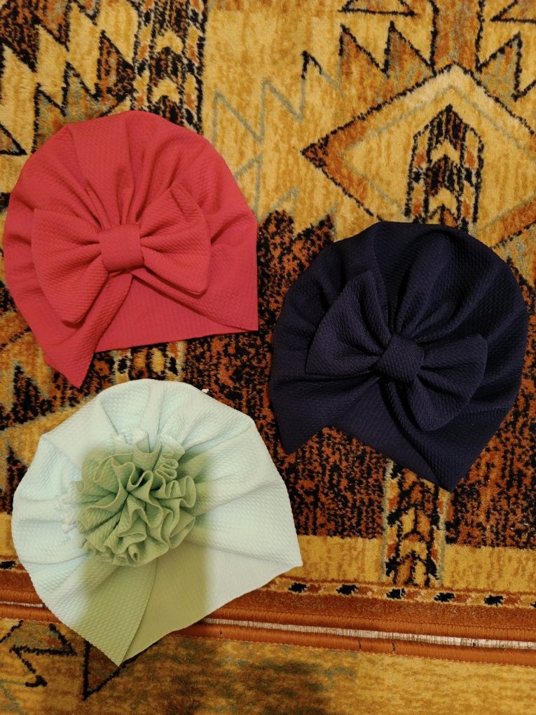 Turbany dla dziewczynki na lato 3-6 miesięcy 5 sztuk