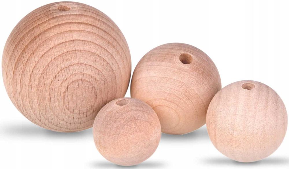 500 X KULE KULKI DREWNIANE mix rozmiarów koraliki do rękodzieła DIY