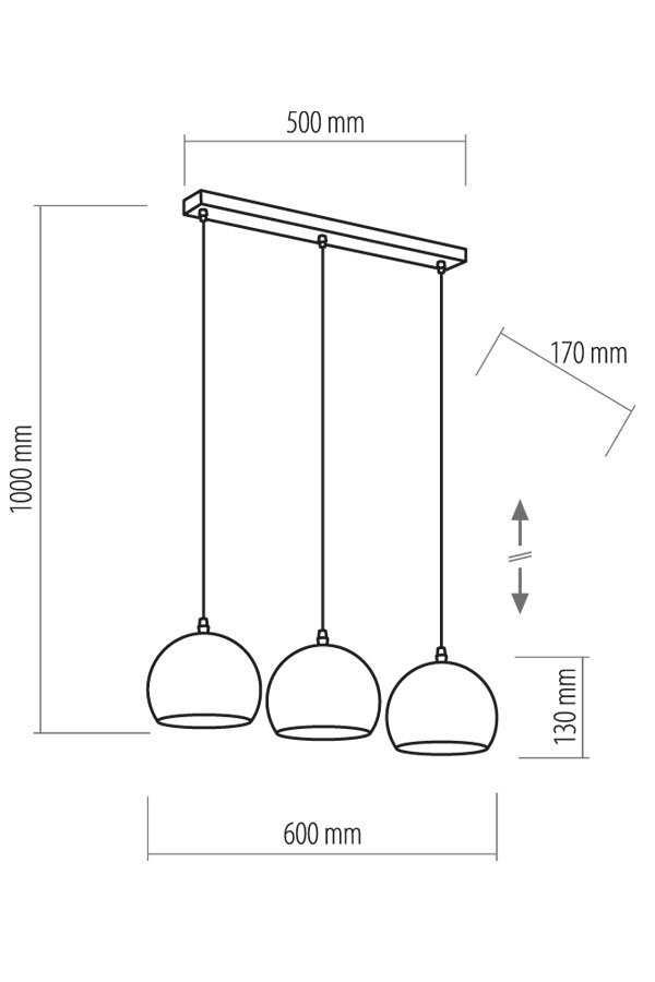 Підвісний світильник TK Lighting Yoda Black Orbit 3PL 3x60 Вт