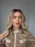 Peruka blond ombre lace front włosy falowane jak naturaln kanekalon 3D