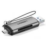 uniwersalny czytnik kart sd micro sd na usb 3.0 i usb-c 3.0 szary