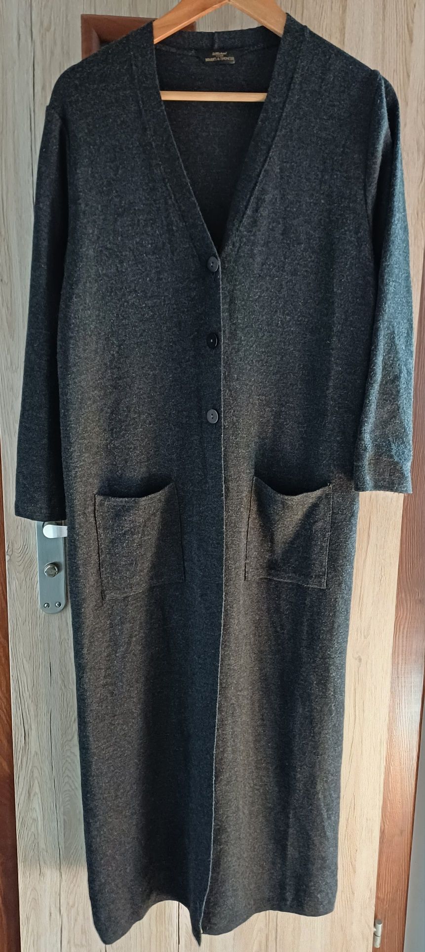 Sweter kardigan szary marks spencer 40 długi