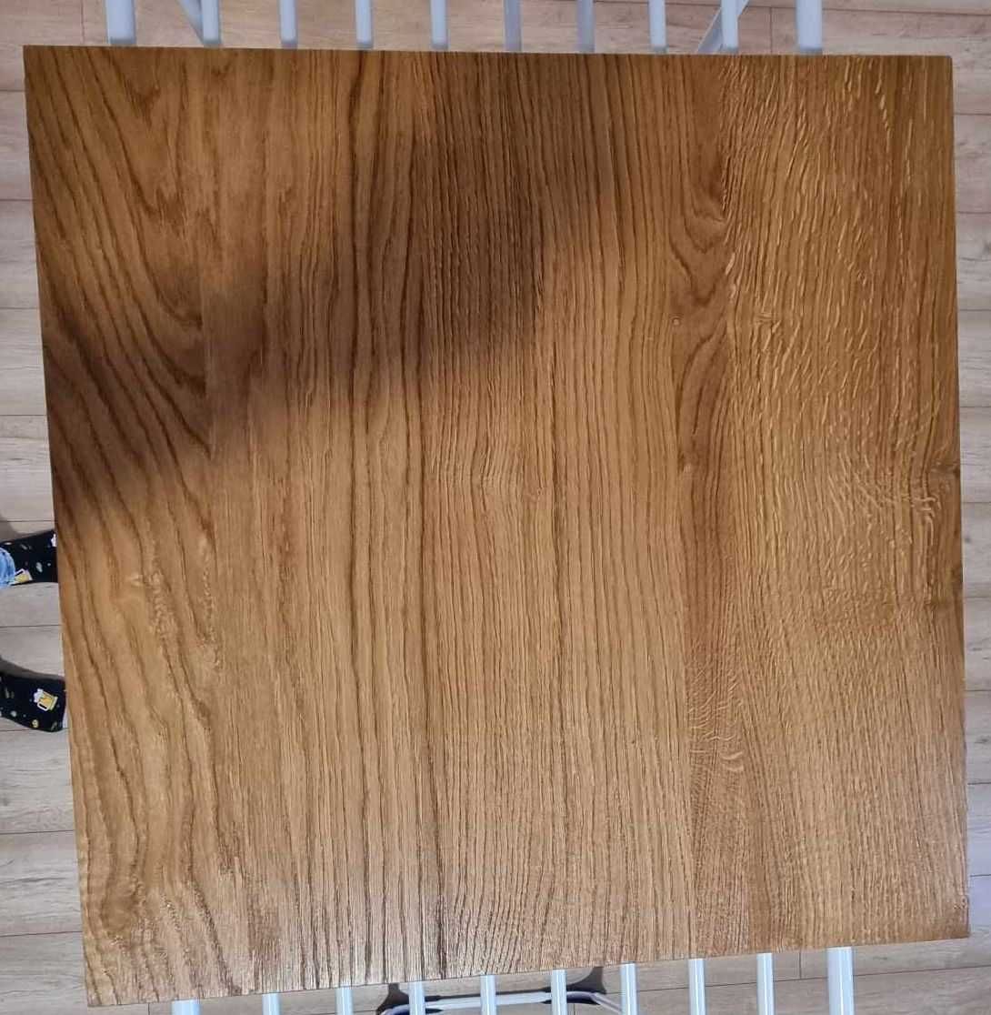 Blat dębowy - zrób stolik loft, lite drewno dębowe, malowany - 65x65cm