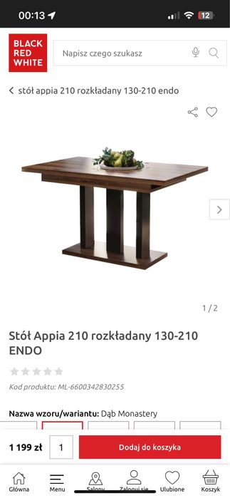 Stół BRW Appia 130/210 duzy