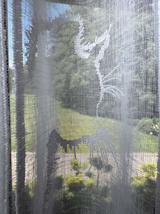 Firanka Kuchnia Biała Zazdrostka Haft Kot Panel wysokość 40 cm