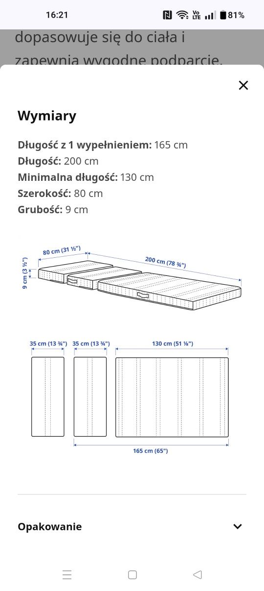 Łóżko Busunge Ikea z materacem
