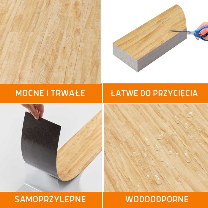 Panele Winylowe Samoprzylepne 5m² MIODOWE SĘKI Deski parkiet