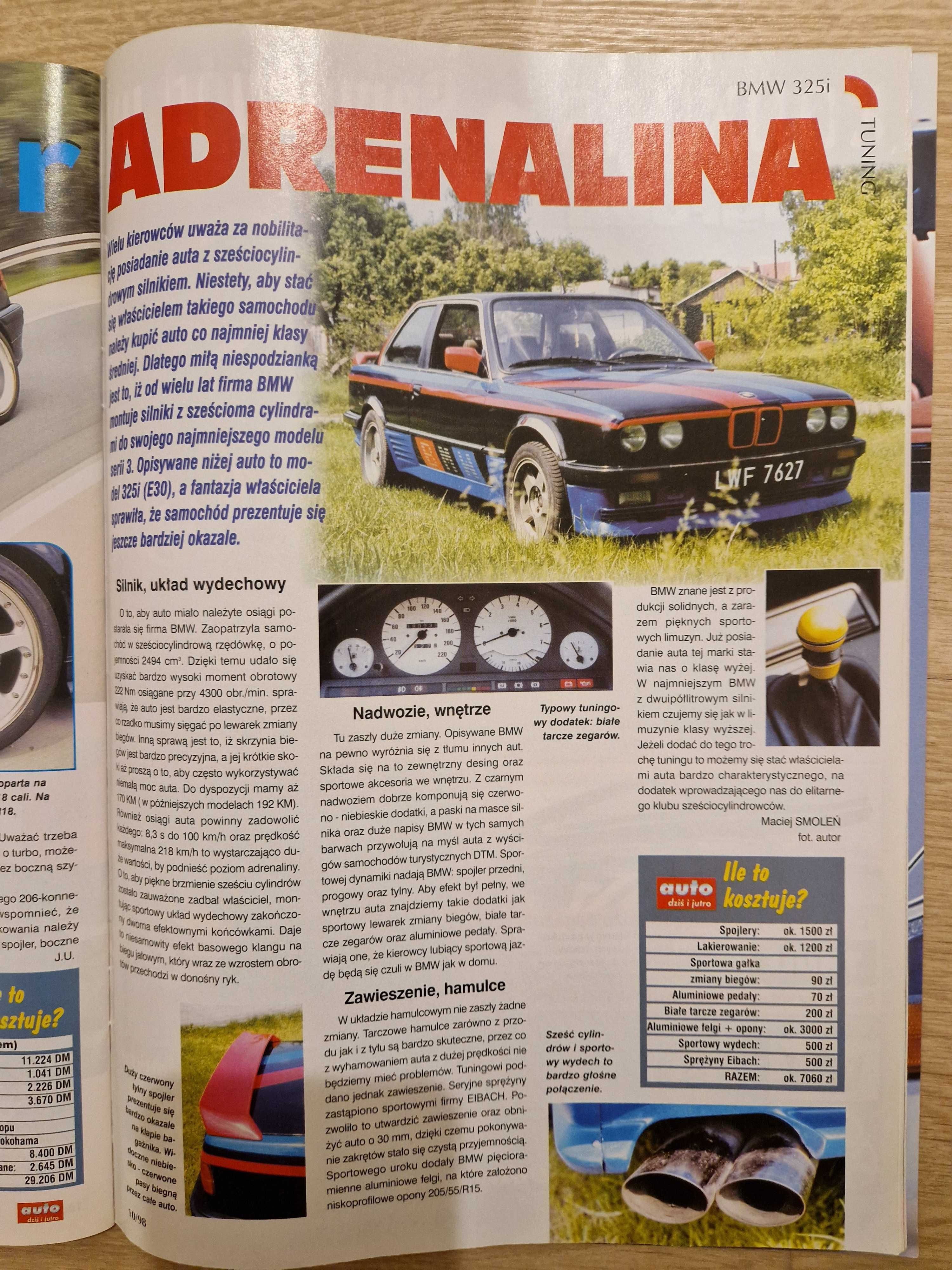 Auto dziś i jutro 10.1998 Nr 10 gazeta motoryzacyjna numer archiwalny