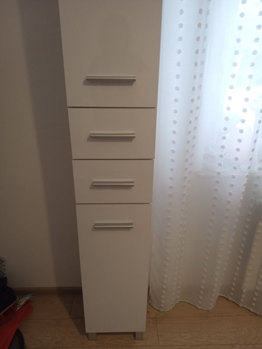 Szafka łazienkowa słupek wysoki połysk biała