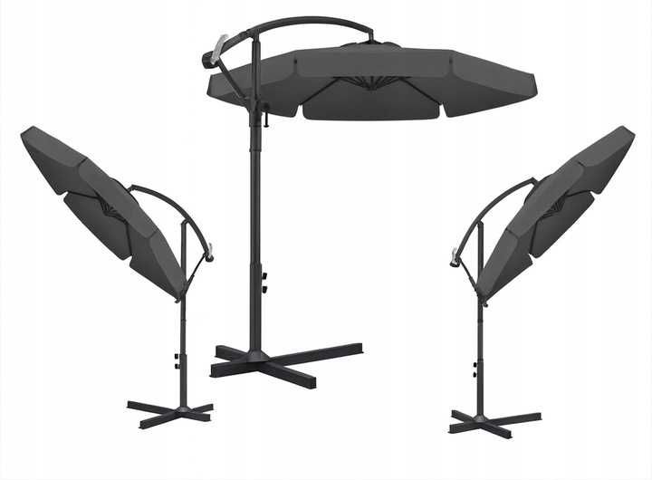 Parasol ogrodowy szary duży regulowany z wysięgnikiem gratis pokrowiec