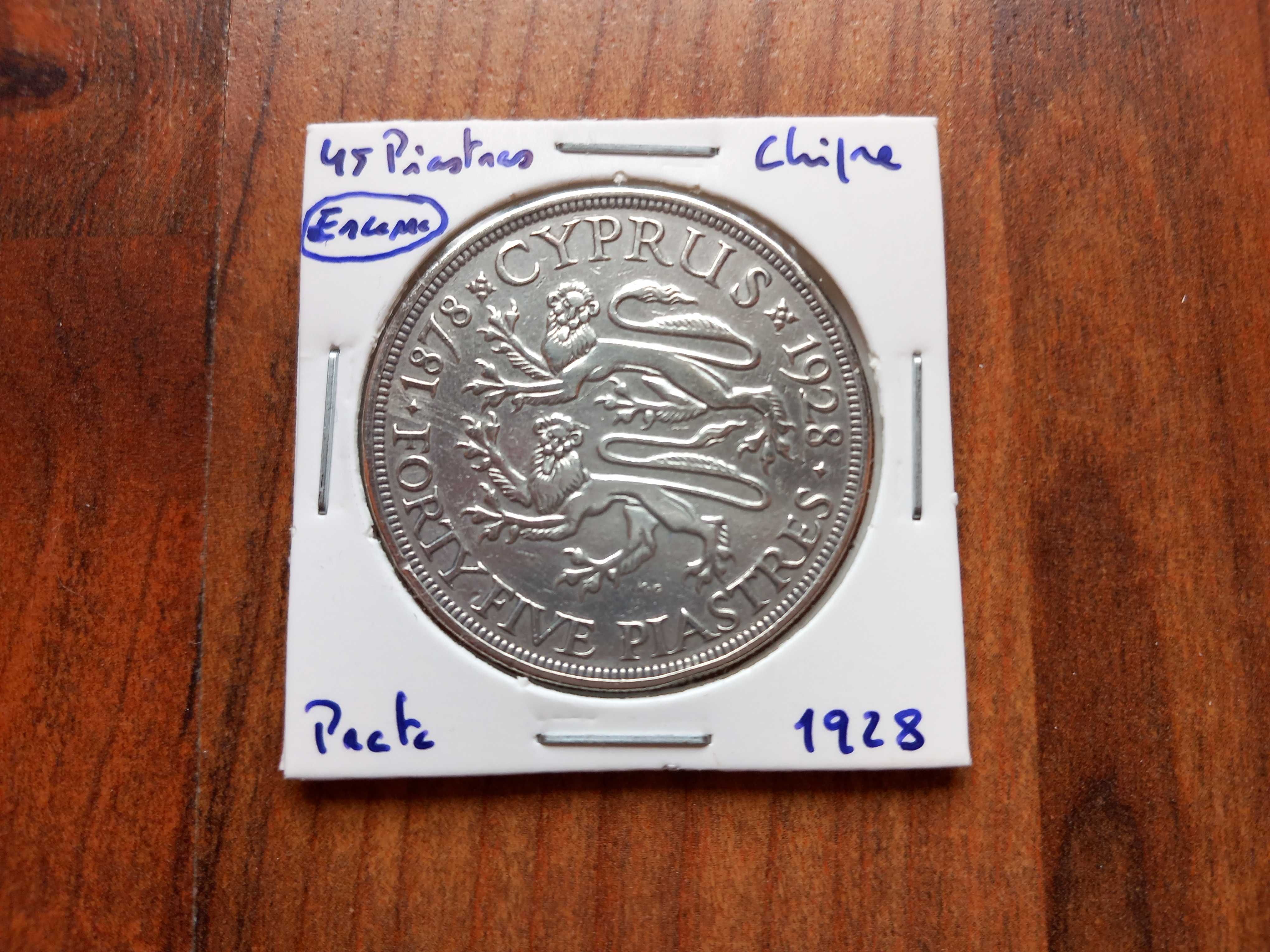 Moeda 45 Piastras 1928 Chipre