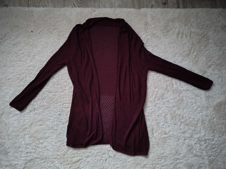 Kardigan bordowy pół ażurowy 36