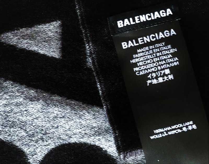 Balenciaga szal wełna logo czarny,szary nowy 200x33