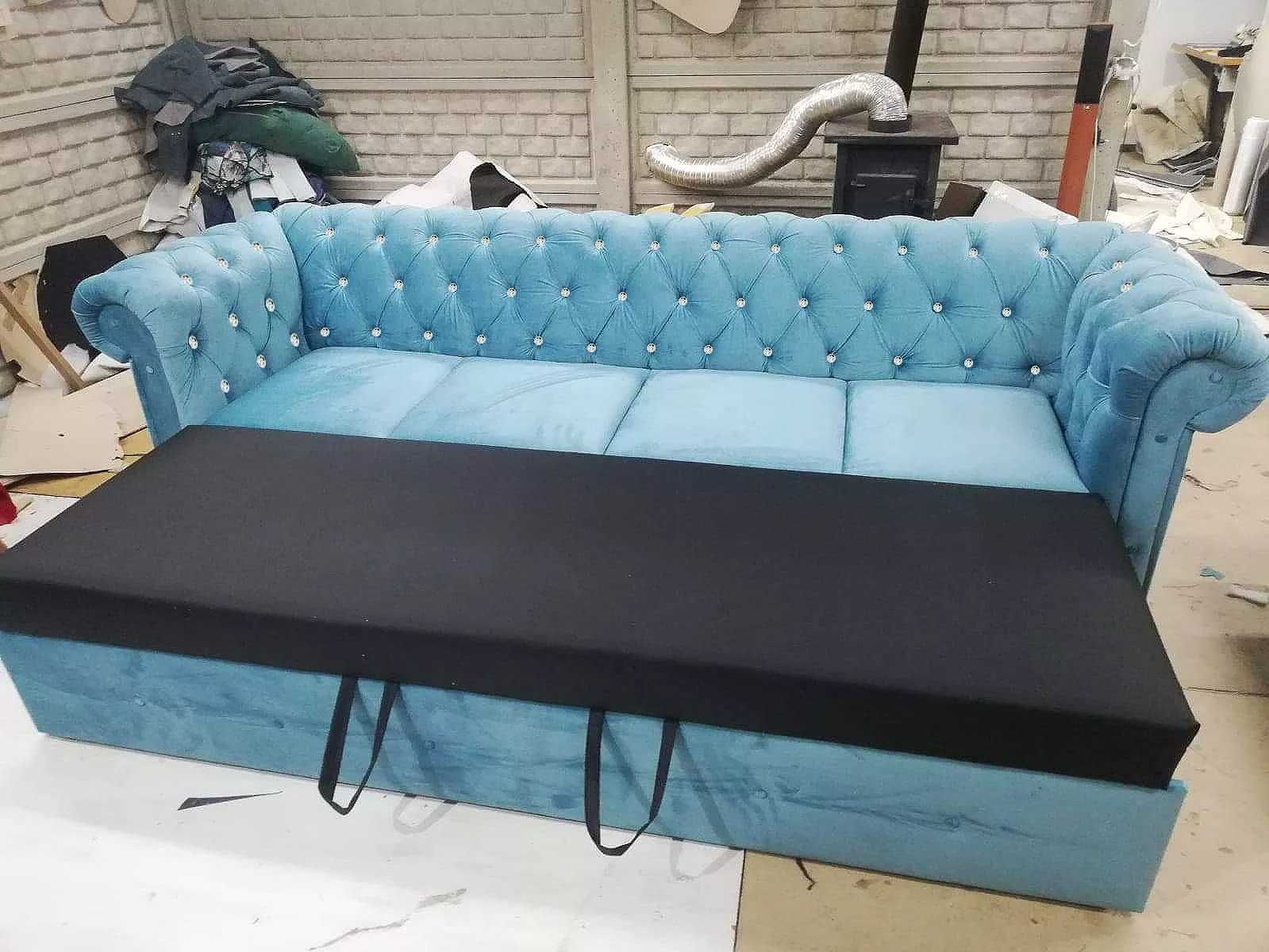 Sofa 250dluga  3 osobowa chesterfield f spania delfin glamour