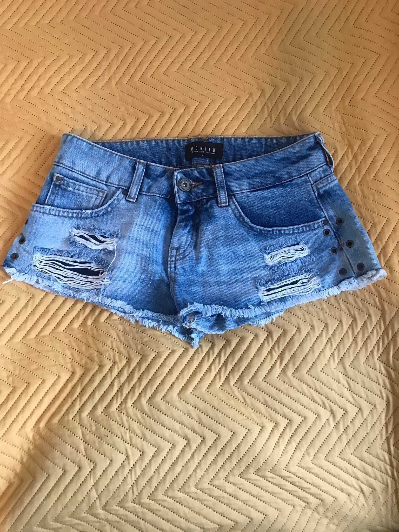 krótkie spodenki jeansowe szorty jeans - Mohito denim collection  - 32