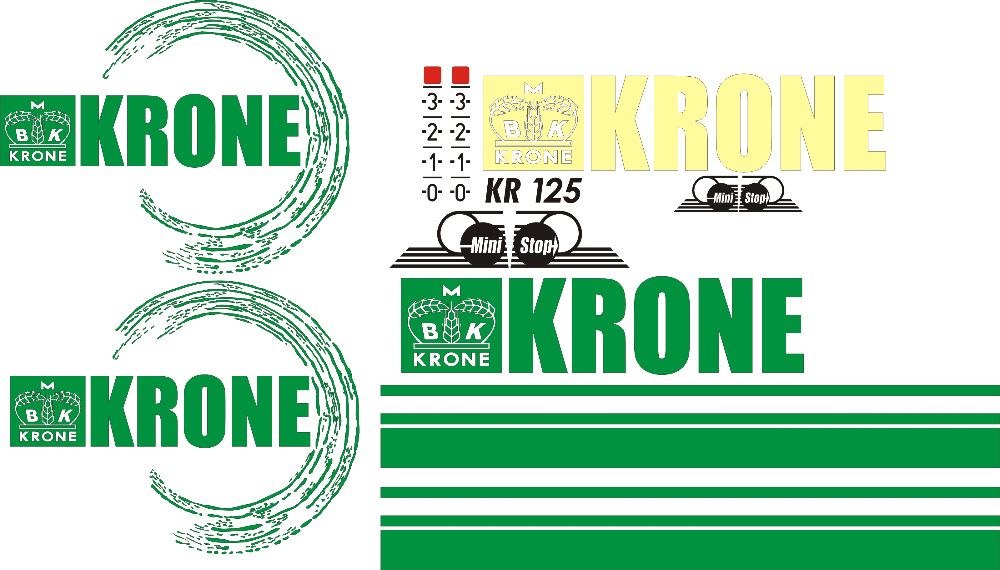 Naklejki Krone Kr 125 i 130 Vario Pack 130 Round 1500 i 1800 multi cut