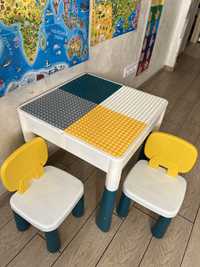 Детский стол и 2 стула tega + набор лего