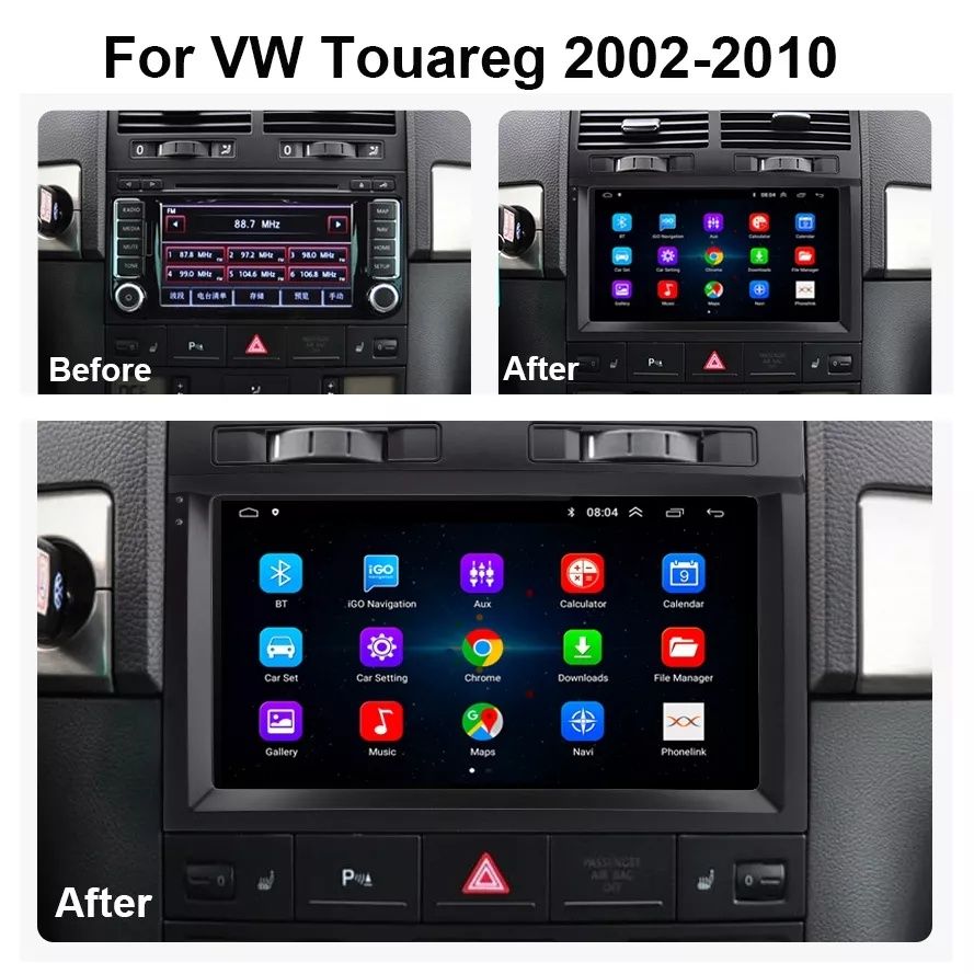 Магнитола vw touareg 2002-2010, android, камера заднего вида