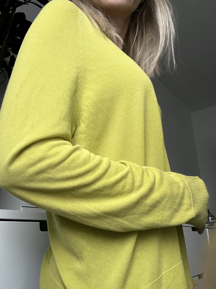Sweter massimo dutti bawelns i jedwab S limonka