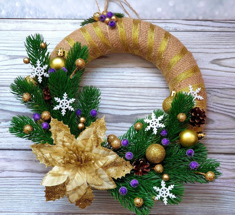 Новорічний декор. Вінки. Різдвяний віночок. Баночки на Водохреща