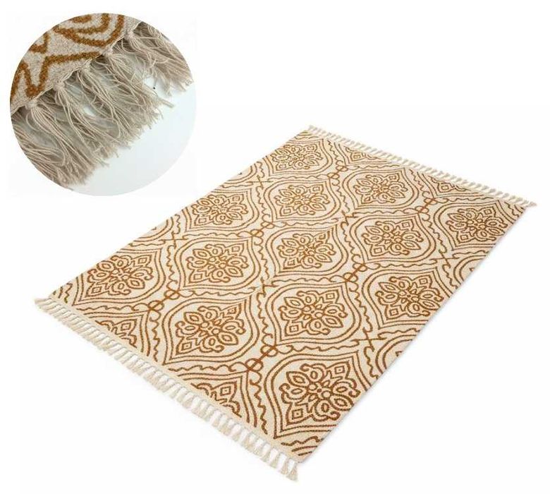 Duży dywan 180x120 boho pod choinkę z frędzlami dywanik mata prezent
