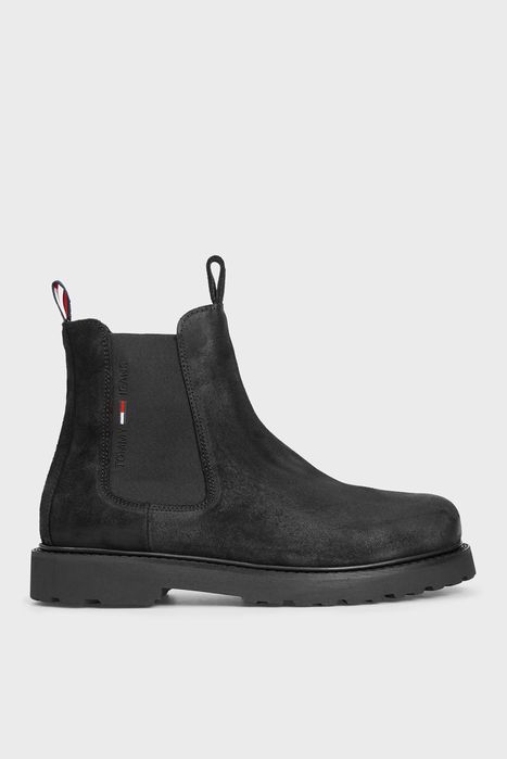 TOMMY Hilfiger JEANS Чоловічі чорні замшеві ботінки череви челсі SUEDE
